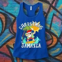 Christmas In Jamaica Dabbing Santa Family Vacation Gift Women's Tank Top thumb 3