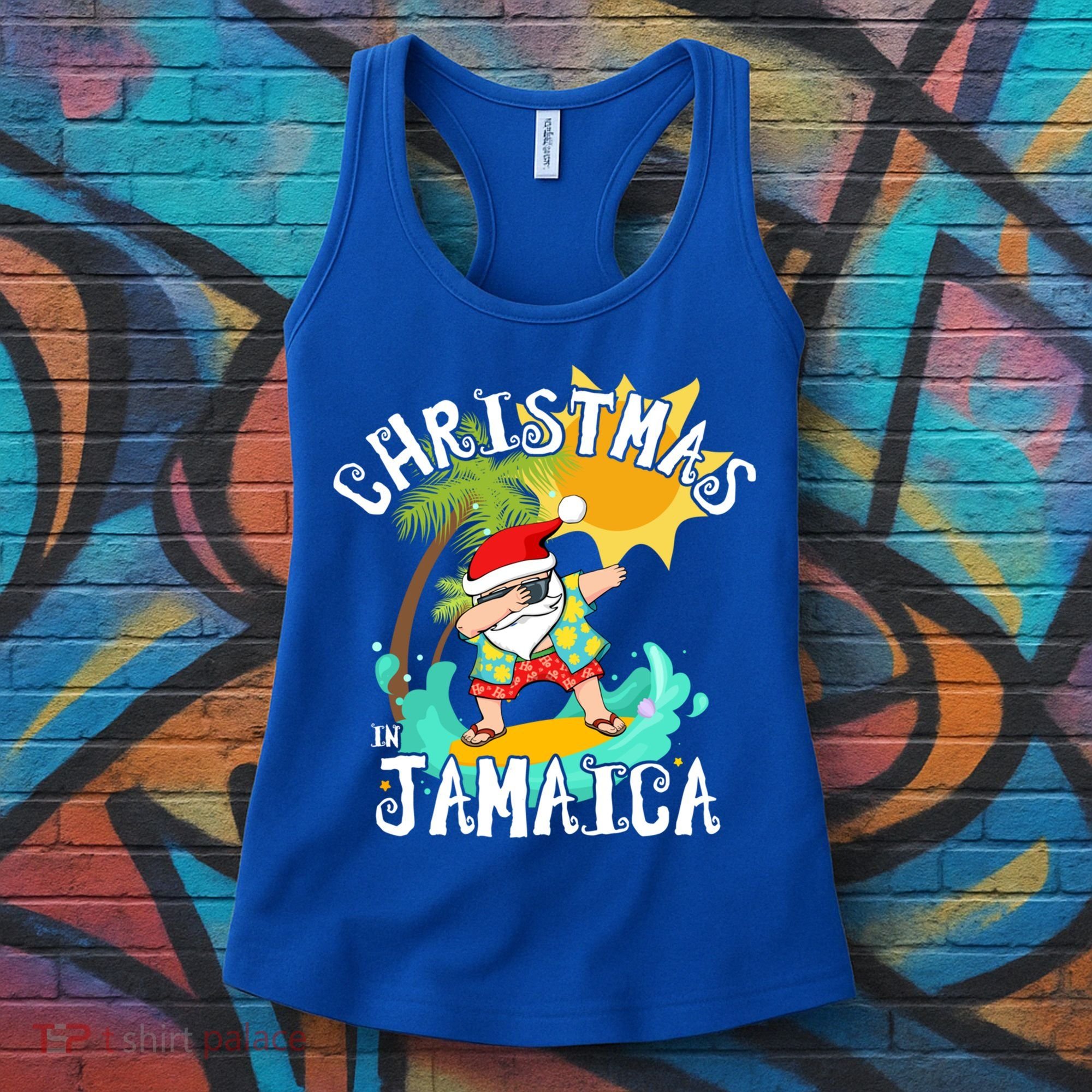 Christmas In Jamaica Dabbing Santa Family Vacation Gift Women's Tank Top