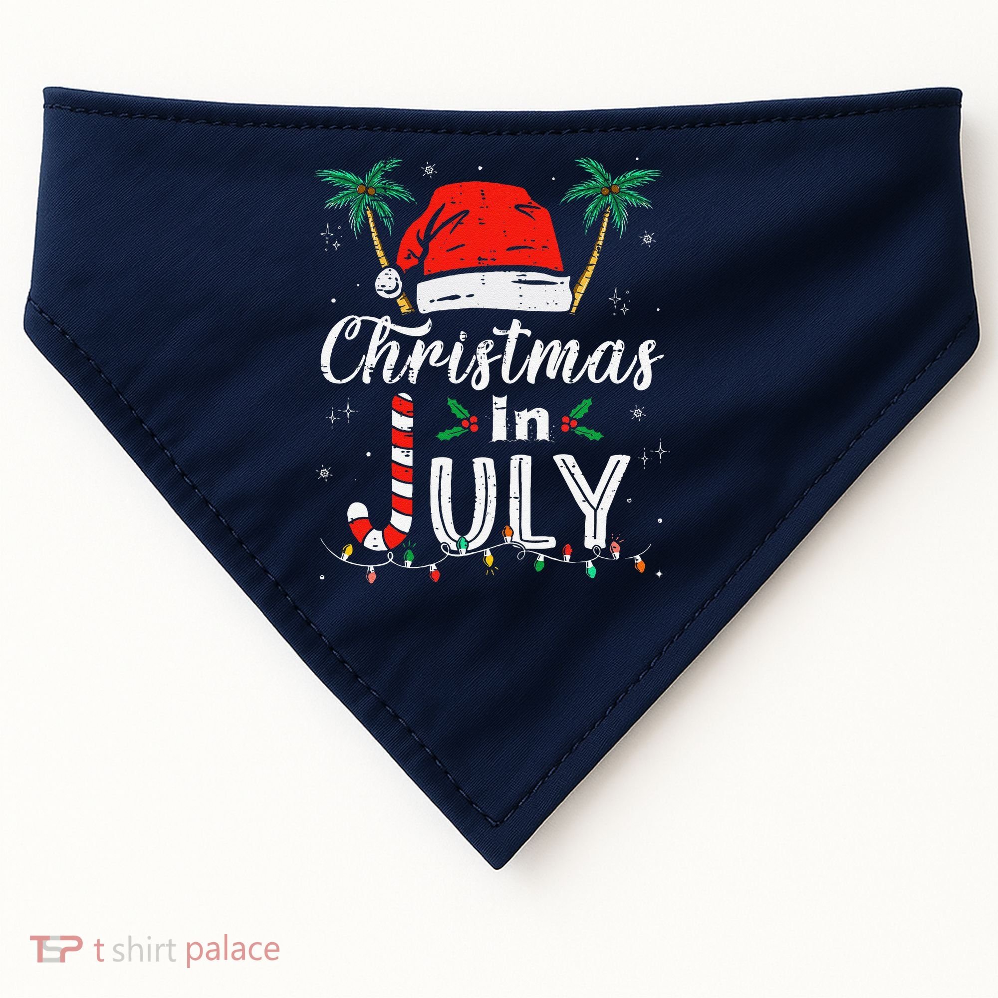 Christmas In July Santa Hat Funny Xmas USA-Made Doggie Bandana
