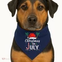 Christmas In July Santa Hat Funny Xmas USA-Made Doggie Bandana thumb 1