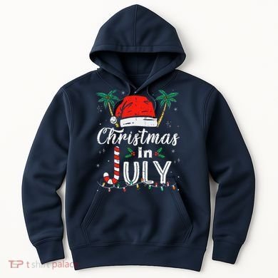 Christmas In July Santa Hat Funny Xmas Hoodie