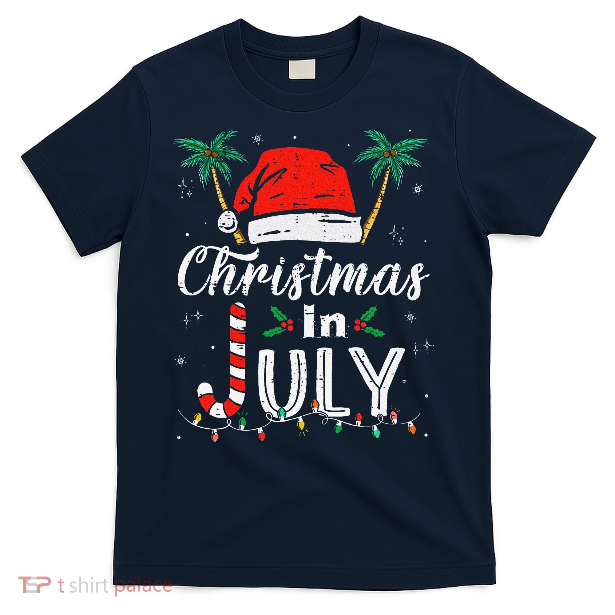 Christmas In July Santa Hat Funny Xmas T-Shirt