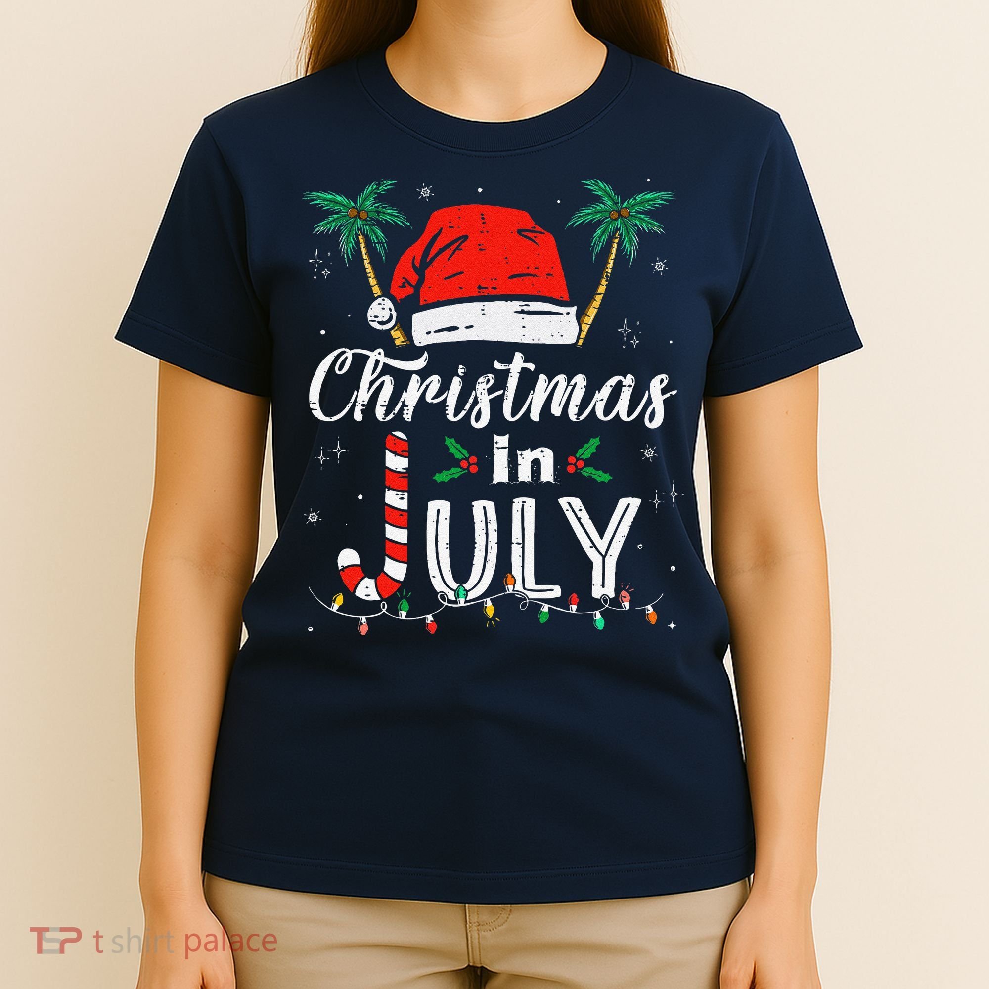 Christmas In July Santa Hat Funny Xmas T-Shirt