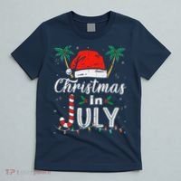 Christmas In July Santa Hat Funny Xmas T-Shirt thumb 5
