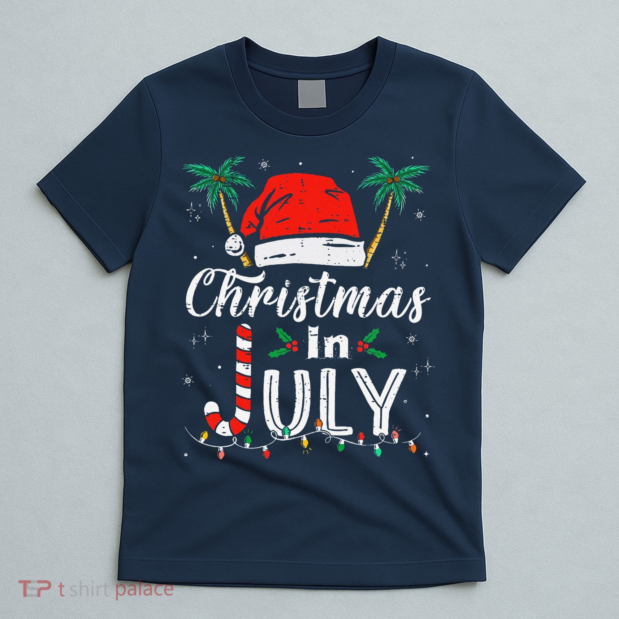 Christmas In July Santa Hat Funny Xmas T-Shirt
