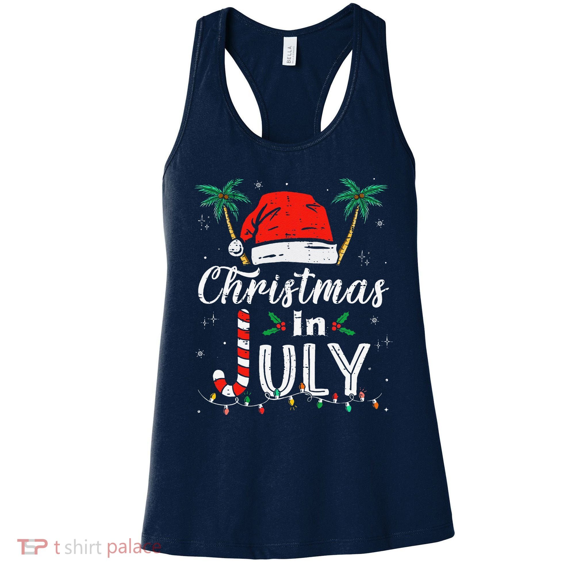 Christmas In July Santa Hat Funny Xmas Women's Tank Top