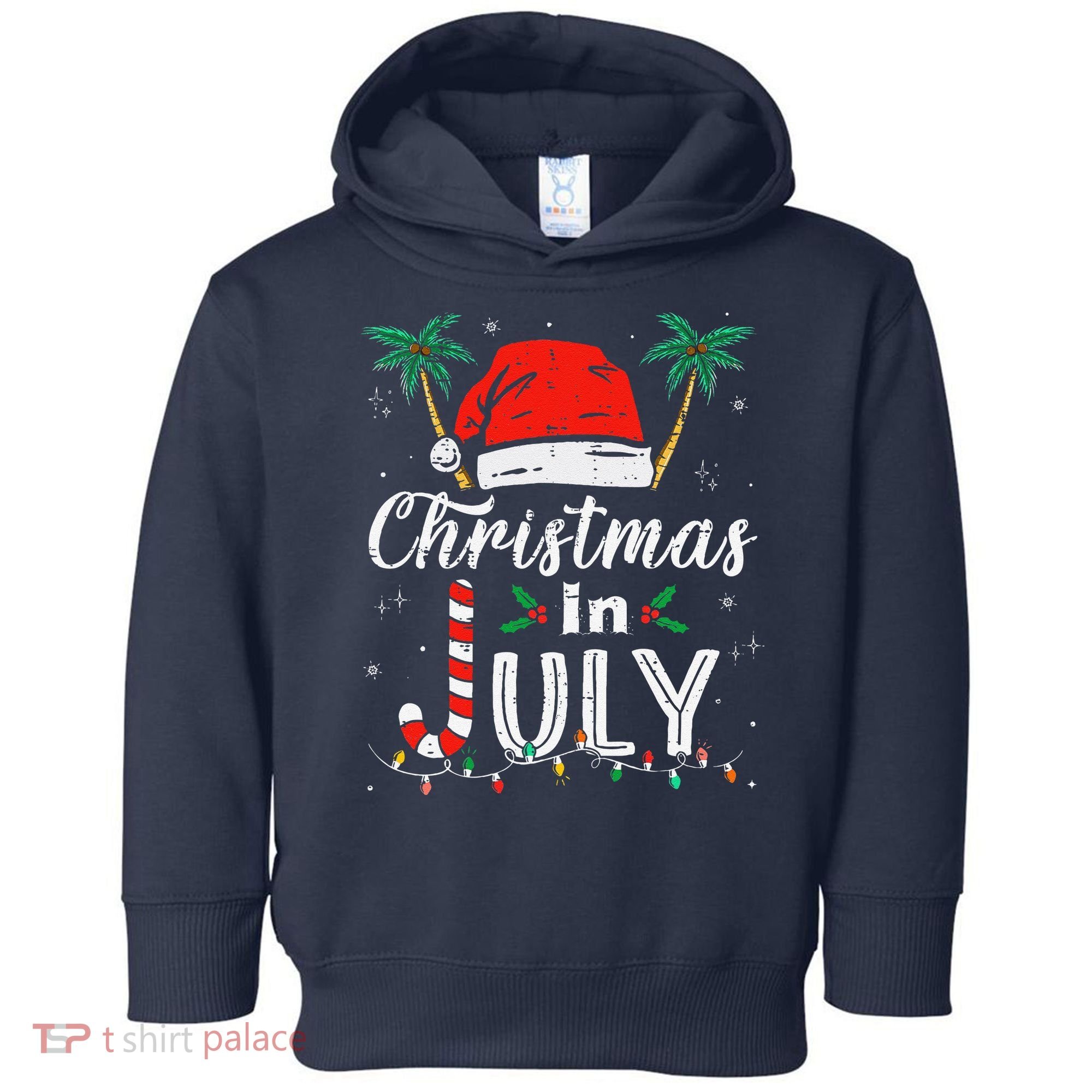 Christmas In July Santa Hat Funny Xmas Toddler Hoodie