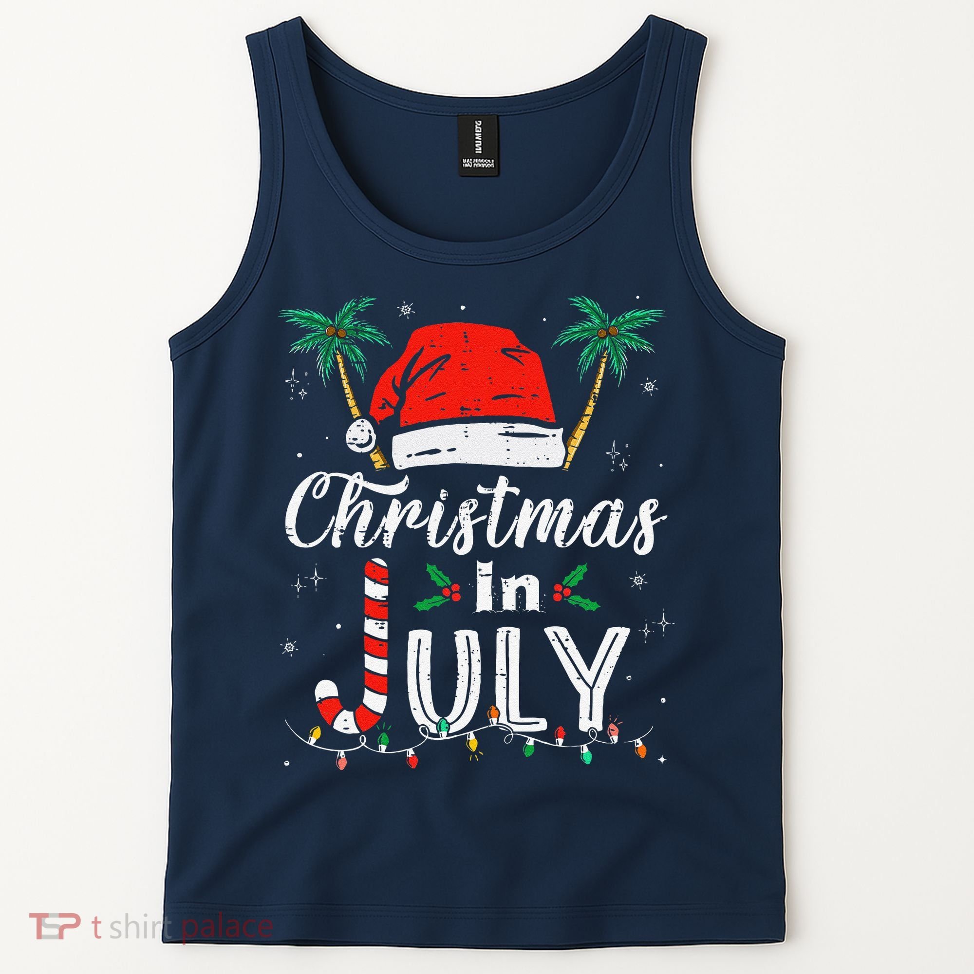 Christmas In July Santa Hat Funny Xmas Tank Top