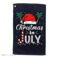 Christmas In July Santa Hat Funny Xmas Golf Towel thumb 0