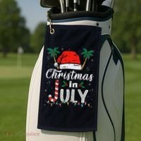 Christmas In July Santa Hat Funny Xmas Golf Towel thumb 2