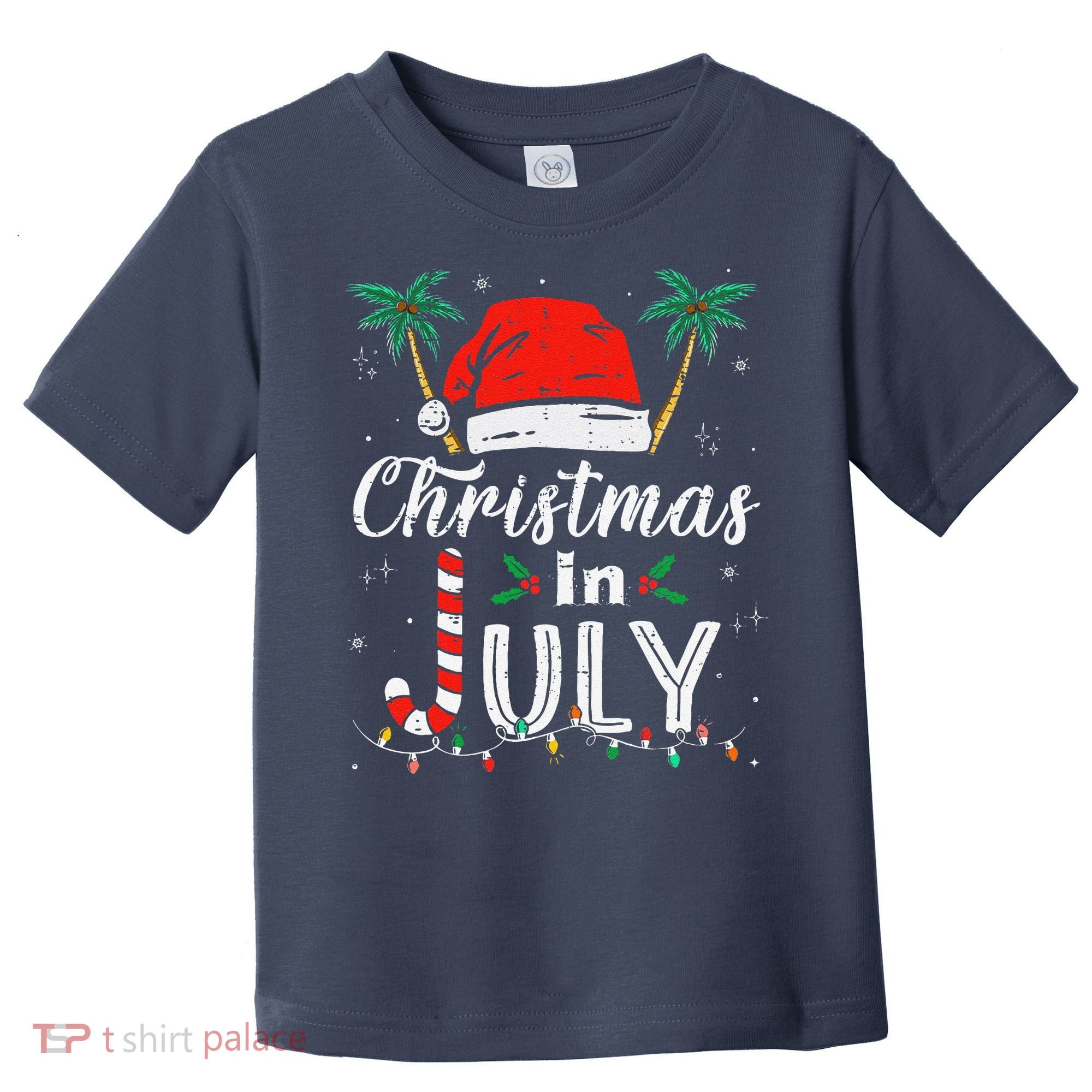 Christmas In July Santa Hat Funny Xmas Toddler T-Shirt