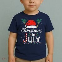 Christmas In July Santa Hat Funny Xmas Toddler T-Shirt thumb 2