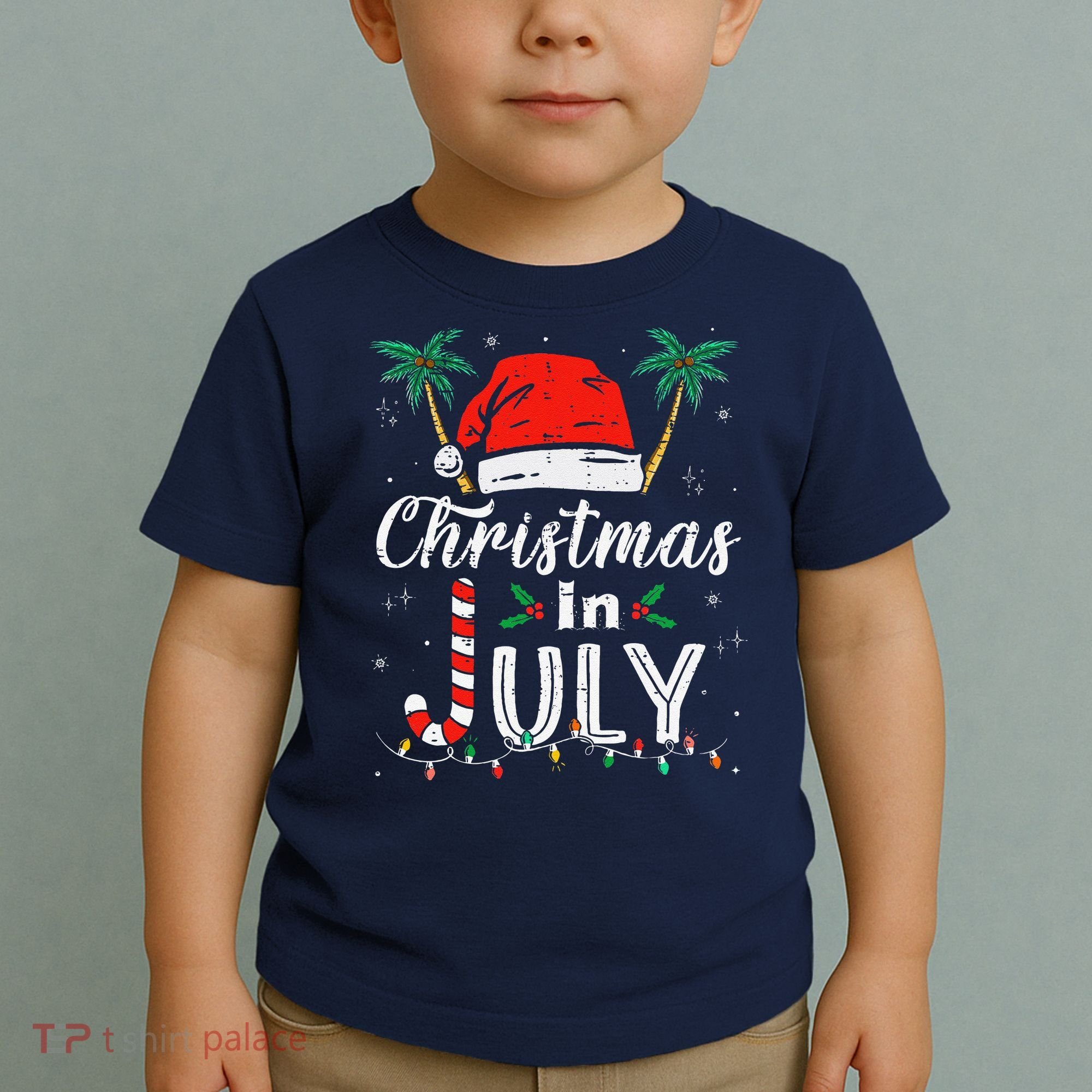 Christmas In July Santa Hat Funny Xmas Toddler T-Shirt