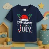 Christmas In July Santa Hat Funny Xmas Toddler T-Shirt thumb 3