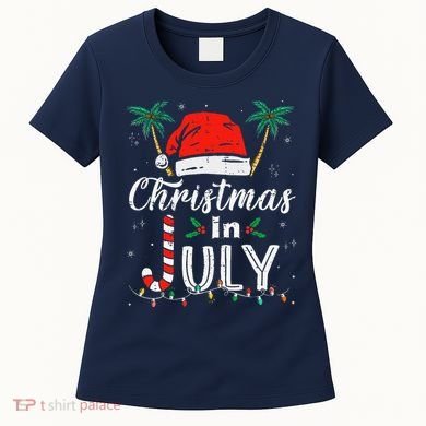 Christmas In July Santa Hat Funny Xmas Women's T-Shirt