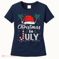 Christmas In July Santa Hat Funny Xmas Women's T-Shirt thumb 0