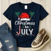 Christmas In July Santa Hat Funny Xmas Women's T-Shirt thumb 3