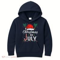 Christmas In July Santa Hat Funny Xmas Kids Hoodie thumb 0
