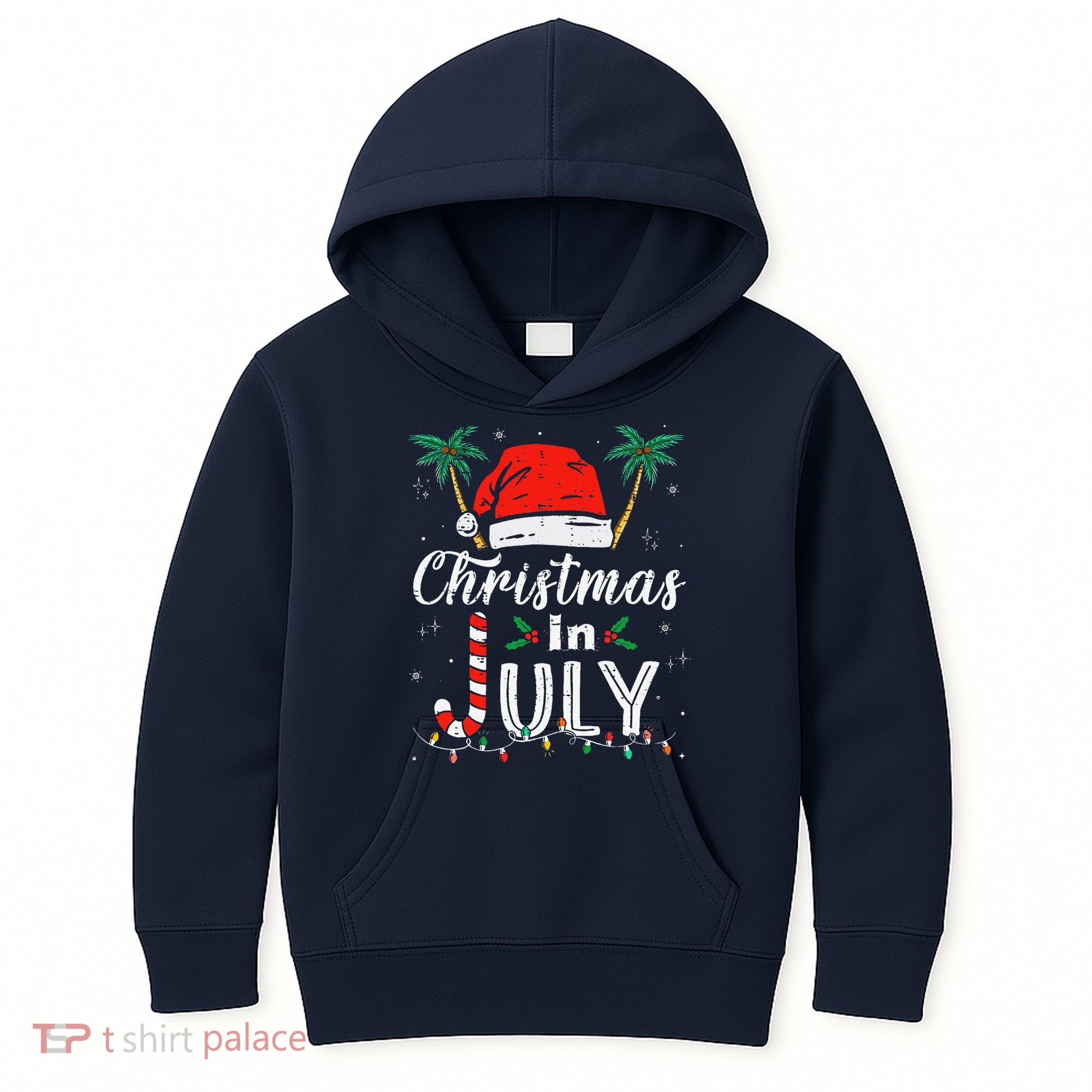 Christmas In July Santa Hat Funny Xmas Kids Hoodie