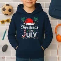 Christmas In July Santa Hat Funny Xmas Kids Hoodie thumb 2