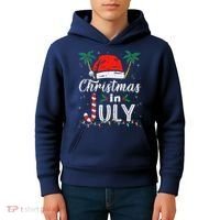 Christmas In July Santa Hat Funny Xmas Kids Hoodie thumb 4
