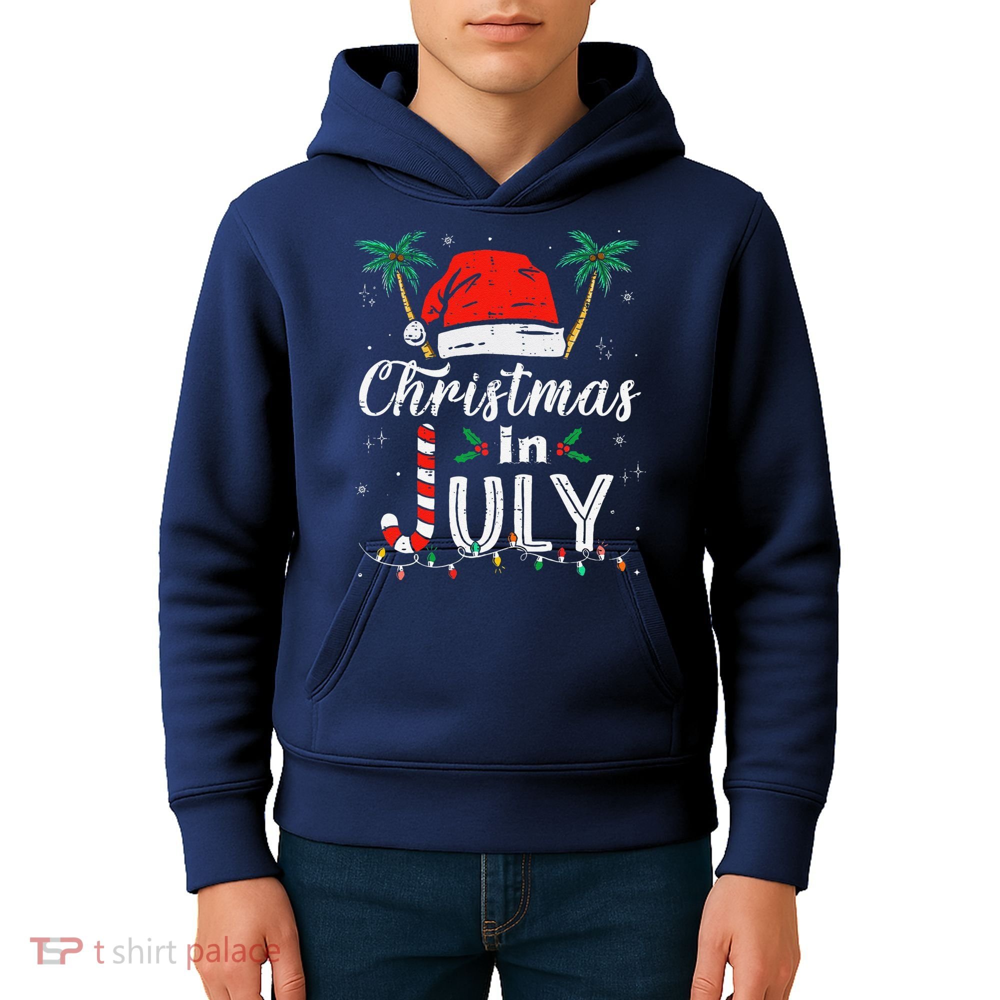 Christmas In July Santa Hat Funny Xmas Kids Hoodie