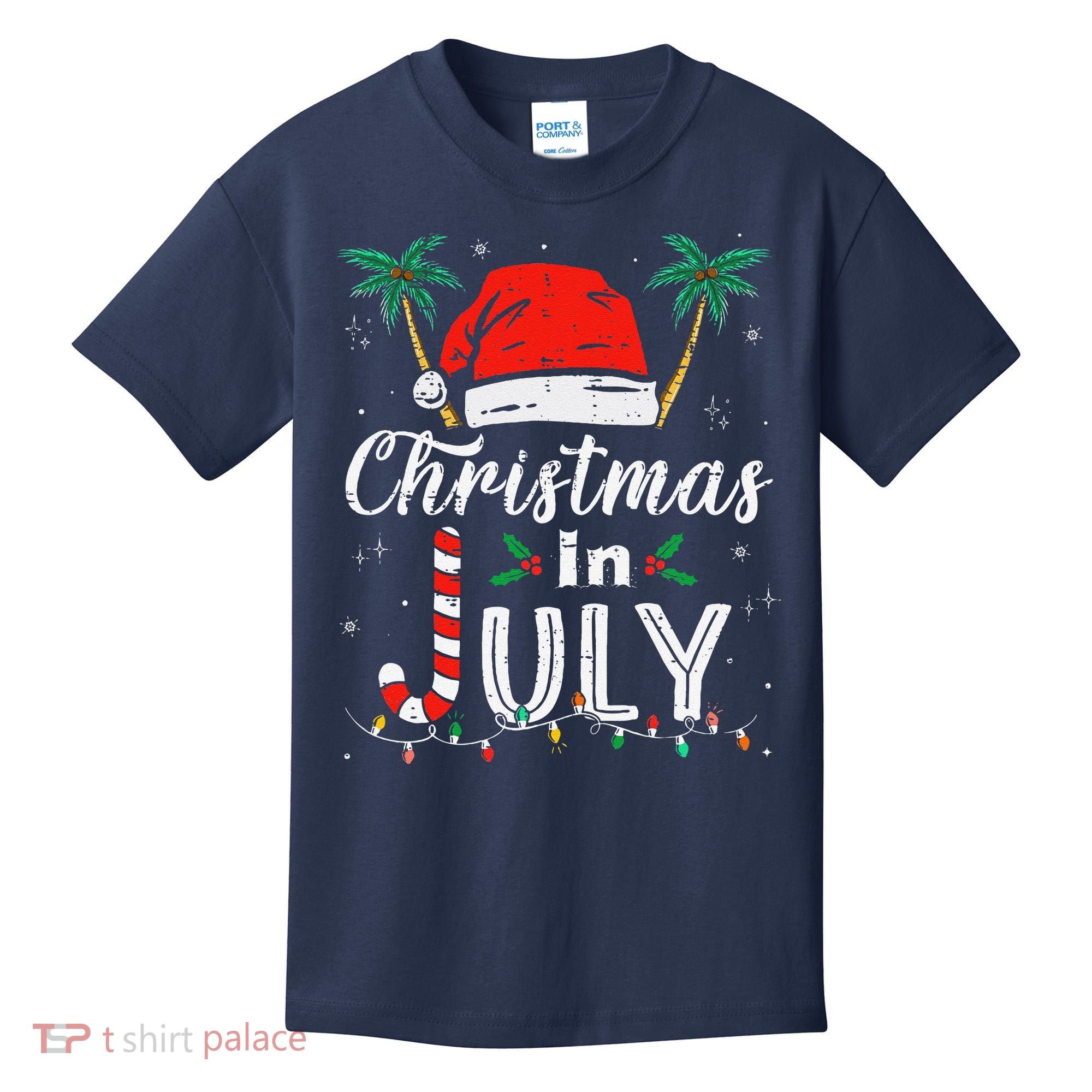 Christmas In July Santa Hat Funny Xmas Kids T-Shirt