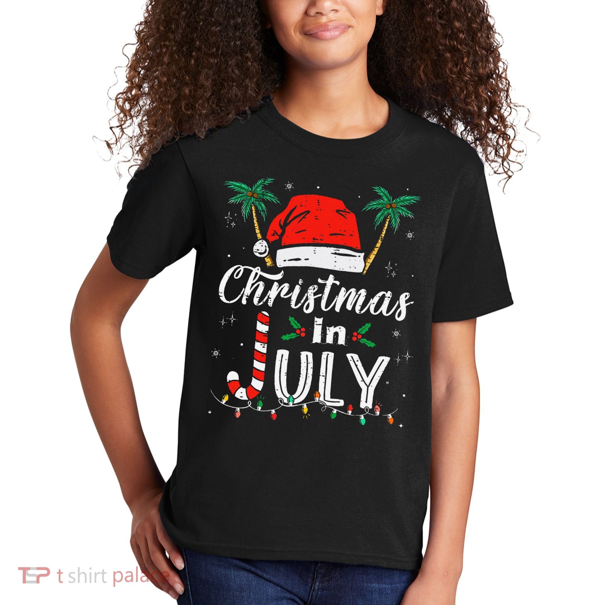 Christmas In July Santa Hat Funny Xmas Kids T-Shirt