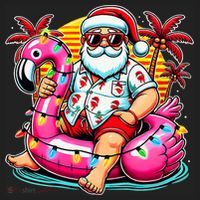 Christmas In July Santa Flamingo Float Summer Xmas Beanie thumb 2
