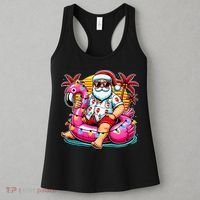 Christmas In July Santa Flamingo Float Summer Xmas Women's Tank Top thumb 3