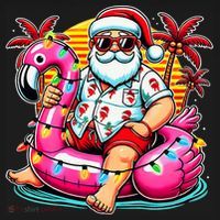 Christmas In July Santa Flamingo Float Summer Xmas Baby Bodysuit thumb 2