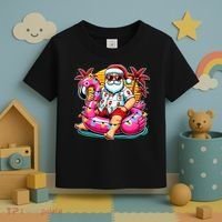 Christmas In July Santa Flamingo Float Summer Xmas Toddler T-Shirt thumb 3