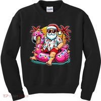 Christmas In July Santa Flamingo Float Summer Xmas Kids Sweatshirt thumb 0