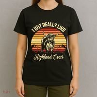 Cowgirl I Just Really Like Highland Cows Scottish Cow T-Shirt thumb 4