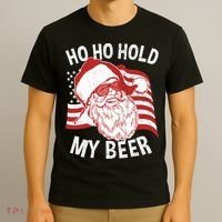 Christmas In July Santa Ho Ho Hold My Beer T-Shirt thumb 3