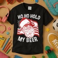 Christmas In July Santa Ho Ho Hold My Beer Kids T-Shirt thumb 3