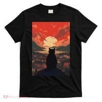 Catzilla In Japanese Sunset Vintage Funny Cat Art T-Shirt thumb 0