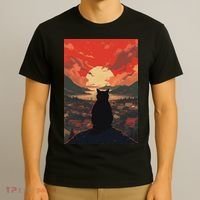 Catzilla In Japanese Sunset Vintage Funny Cat Art T-Shirt thumb 3