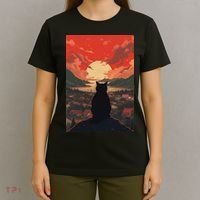 Catzilla In Japanese Sunset Vintage Funny Cat Art T-Shirt thumb 4