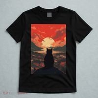 Catzilla In Japanese Sunset Vintage Funny Cat Art T-Shirt thumb 5