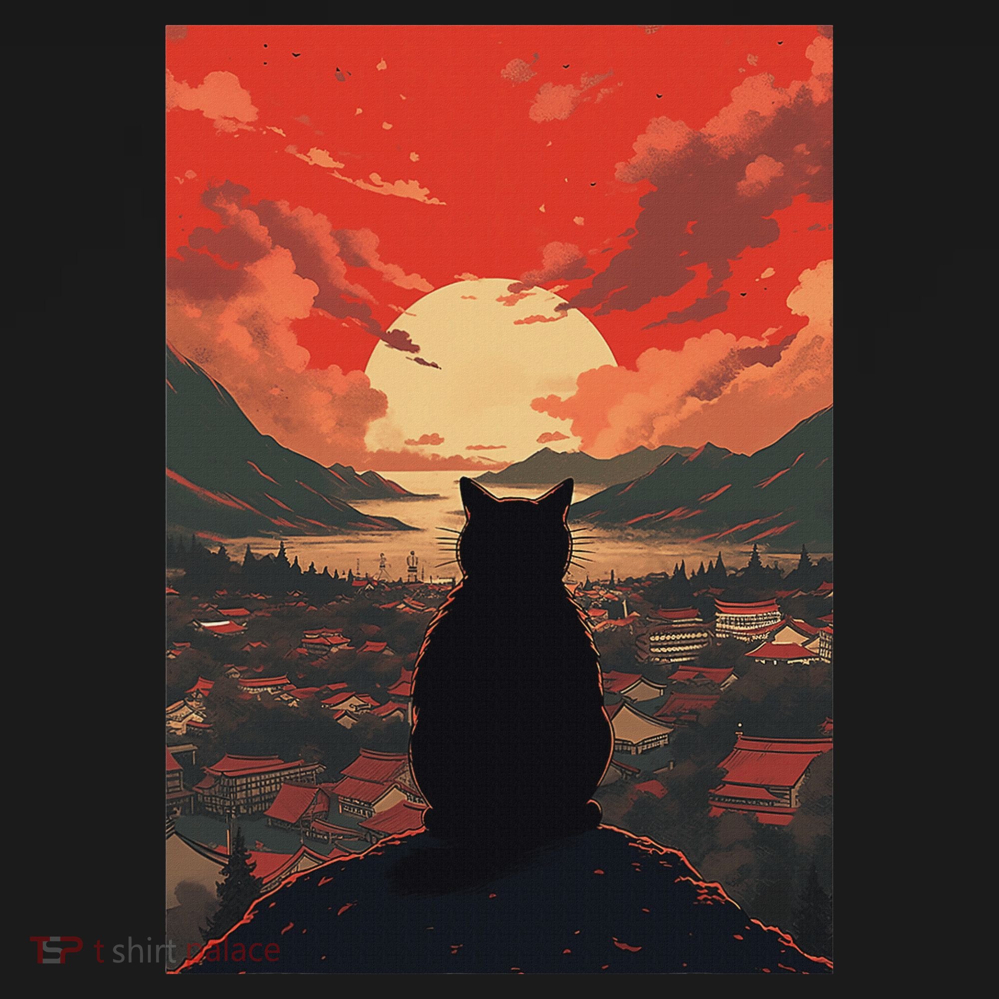 Catzilla In Japanese Sunset Vintage Funny Cat Art Toddler Hoodie