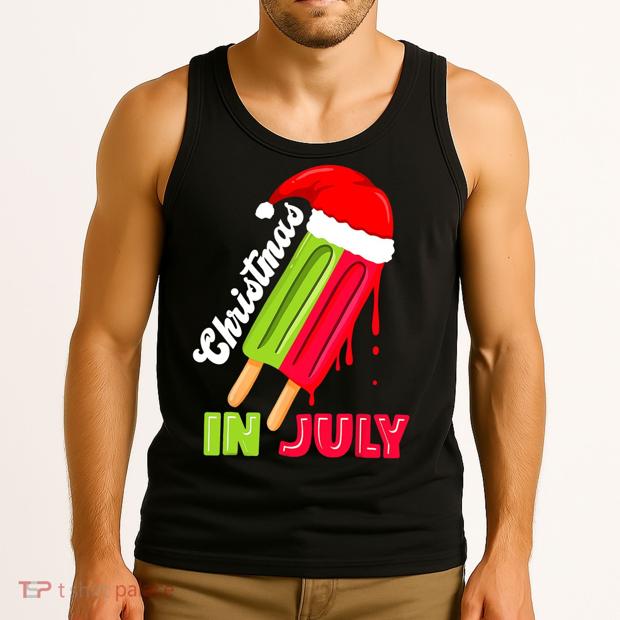 Christmas In July Watermelon Ice Pops Fun Christmas In July Tank Top
