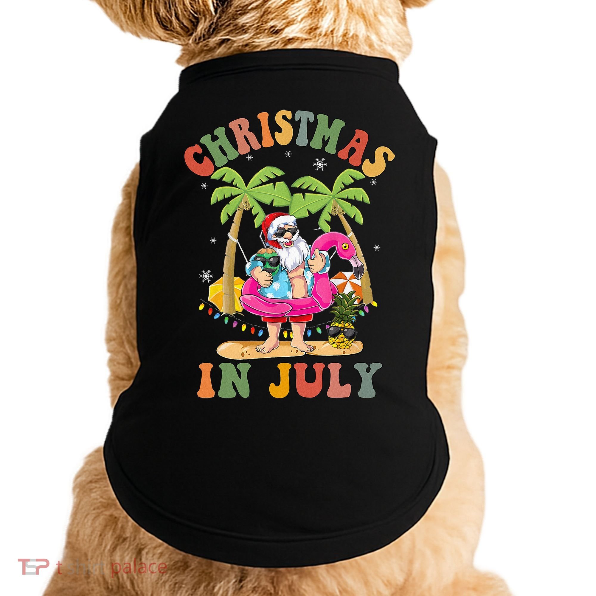 Christmas In July Funny Santa Summer Beach Vacation Doggie Tank