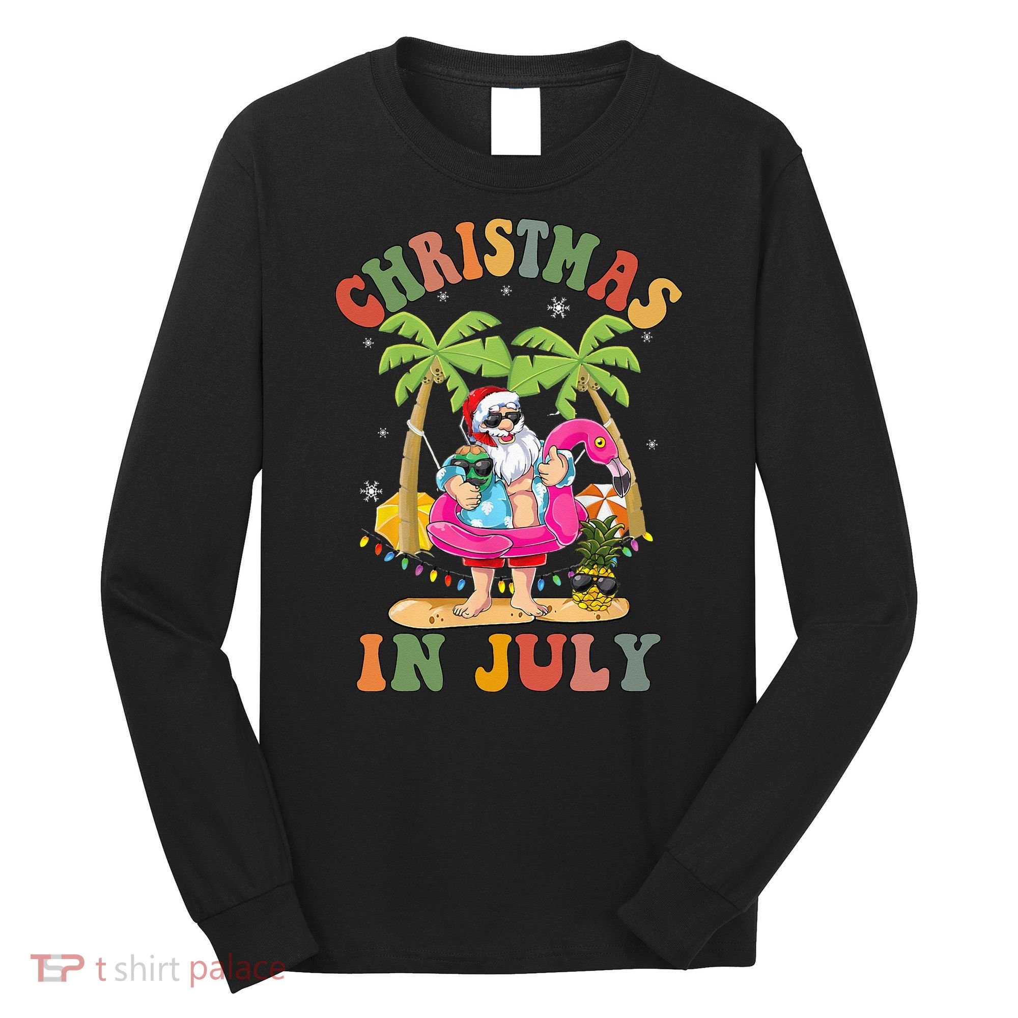 Christmas In July Funny Santa Summer Beach Vacation Long Sleeve Shirt