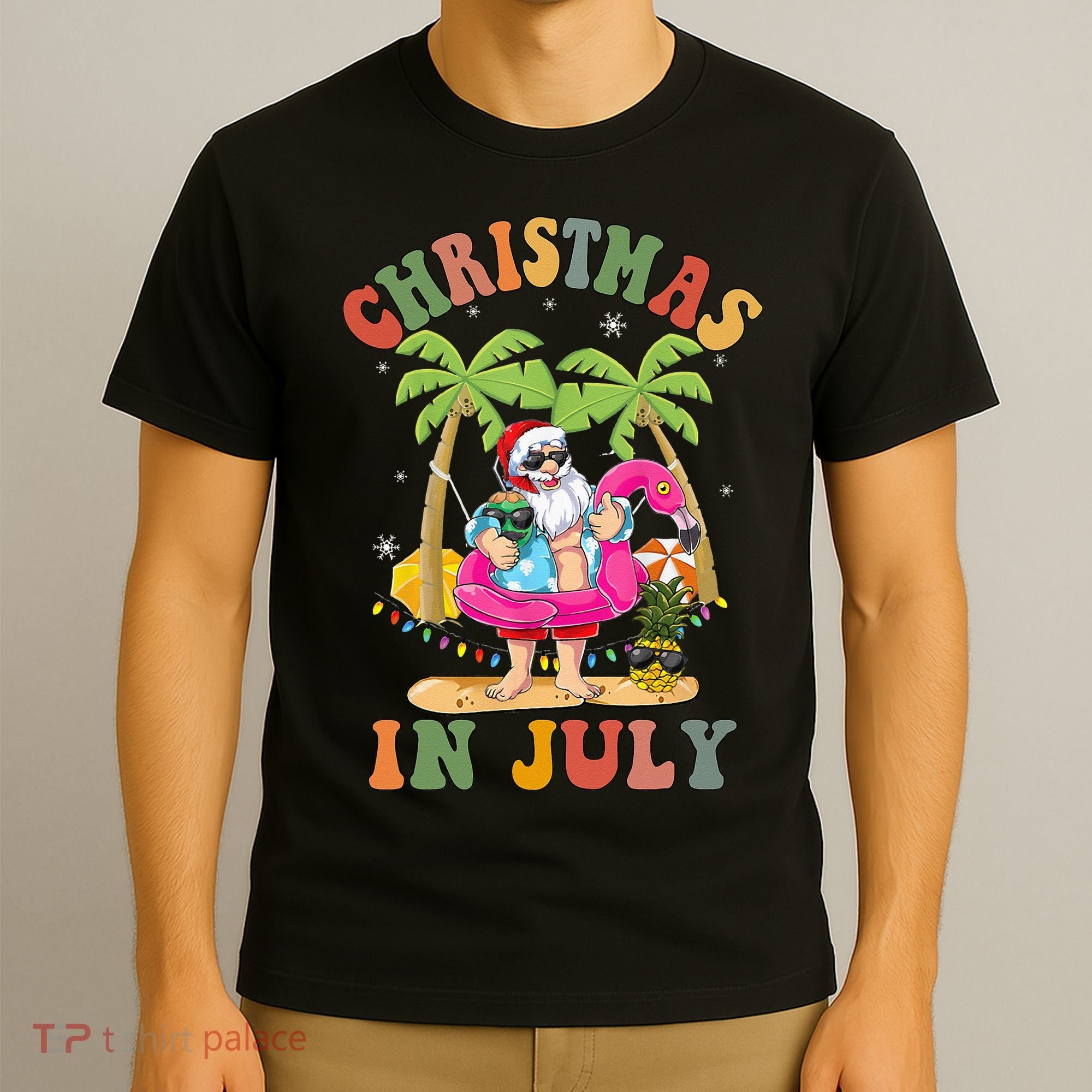 Christmas In July Funny Santa Summer Beach Vacation T-Shirt
