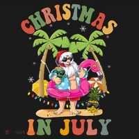 Christmas In July Funny Santa Summer Beach Vacation Women's Hoodie thumb 2