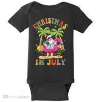 Christmas In July Funny Santa Summer Beach Vacation Baby Bodysuit thumb 0
