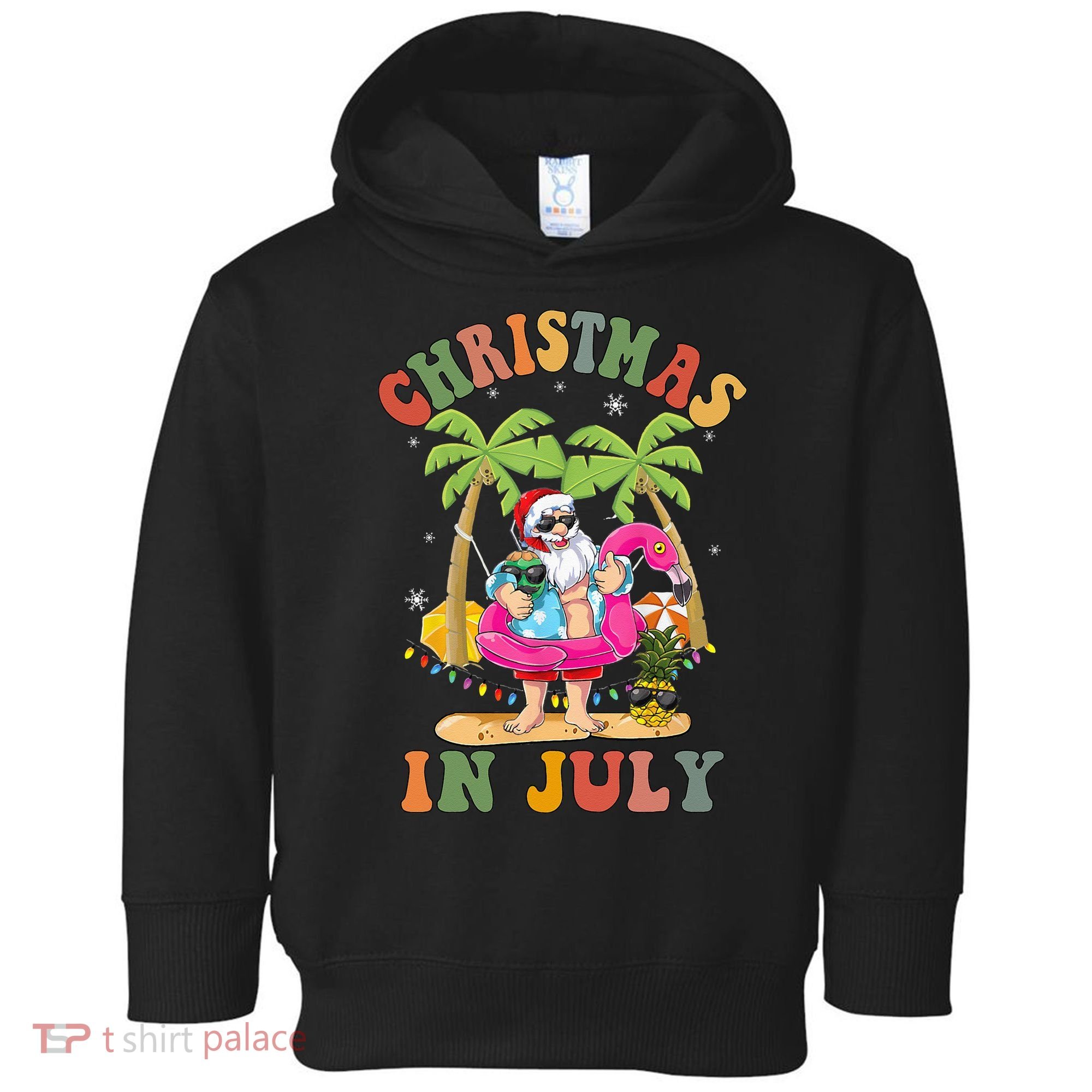 Christmas In July Funny Santa Summer Beach Vacation Toddler Hoodie