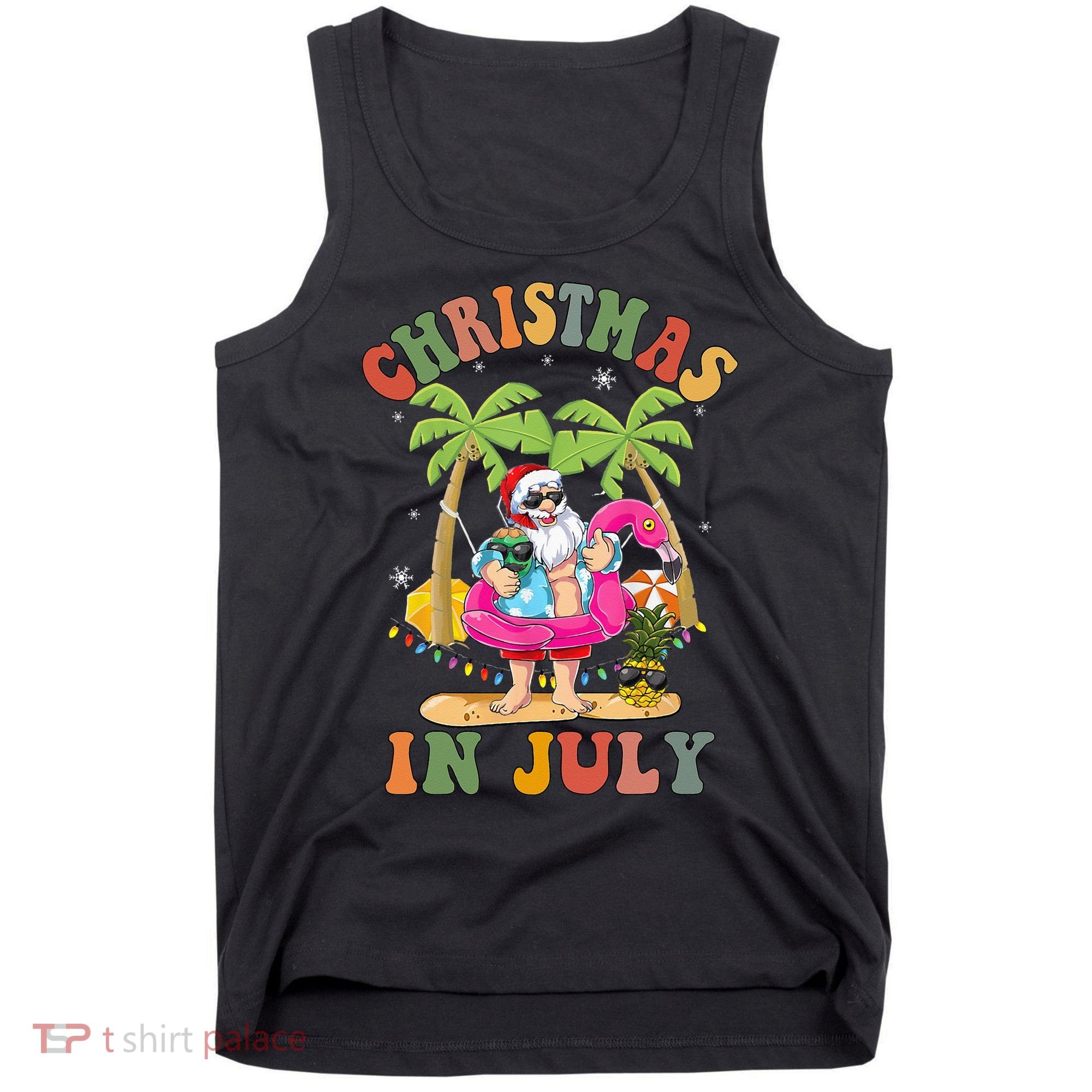 Christmas In July Funny Santa Summer Beach Vacation Tank Top