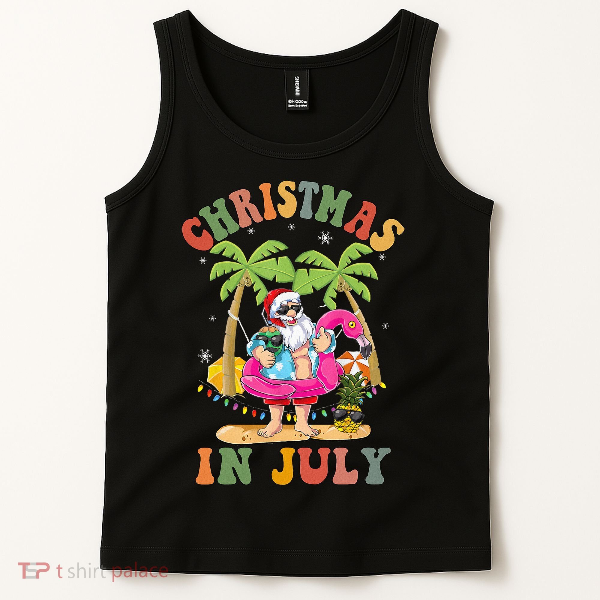 Christmas In July Funny Santa Summer Beach Vacation Tank Top